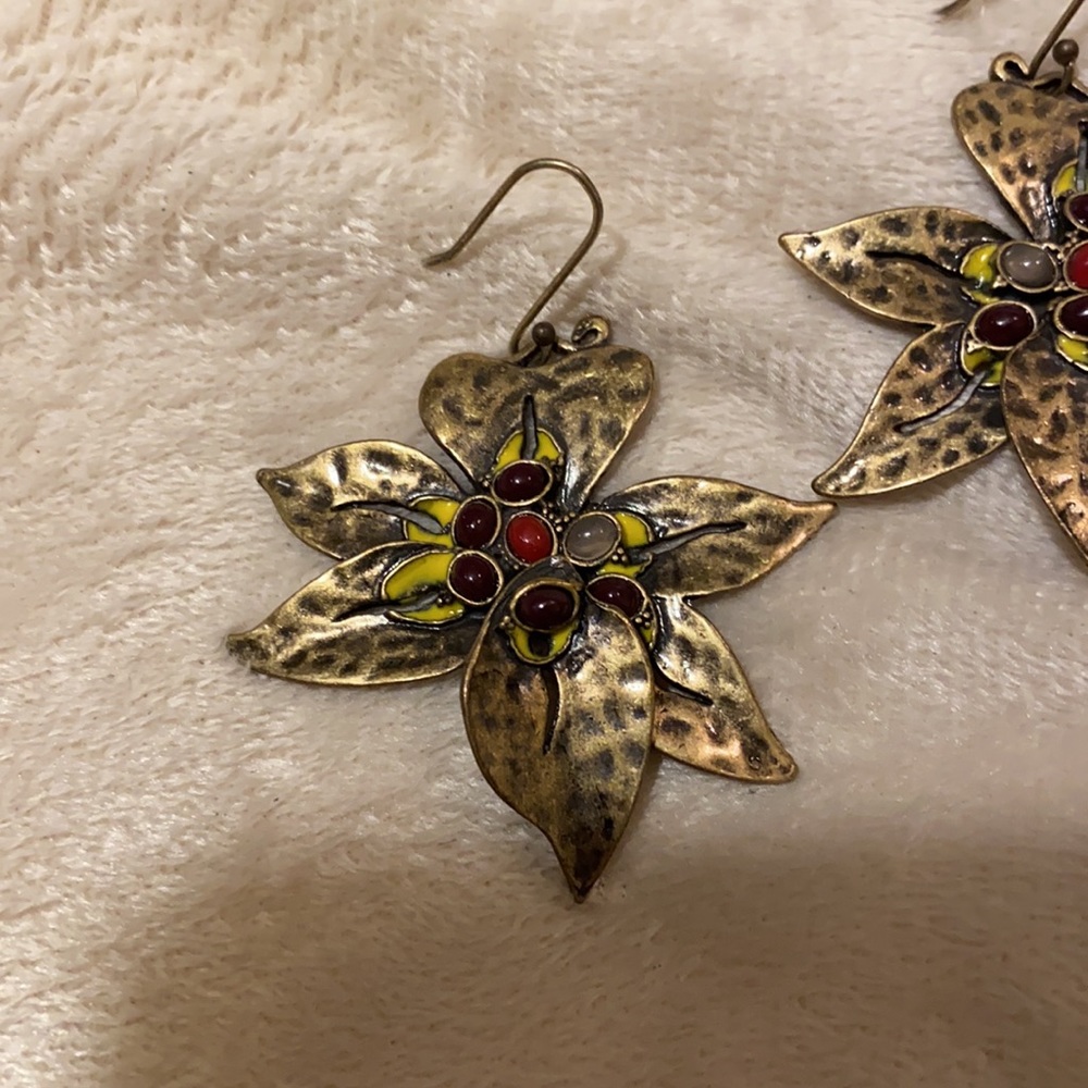Lucky brand earrings flower jewelry real stones - Picture 3 of 6